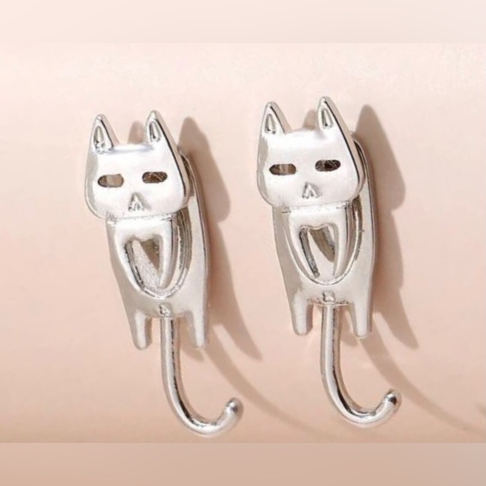 “Flat Cat” Silver Grumpy Kitten Whimsy Cartoon Full Body Curly Tail Ear Jackets - Picture 4 of 15